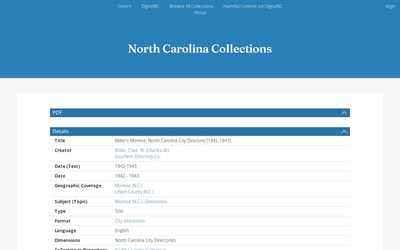 Waxhaw city directory 1942-1943 DigitalNC collection
