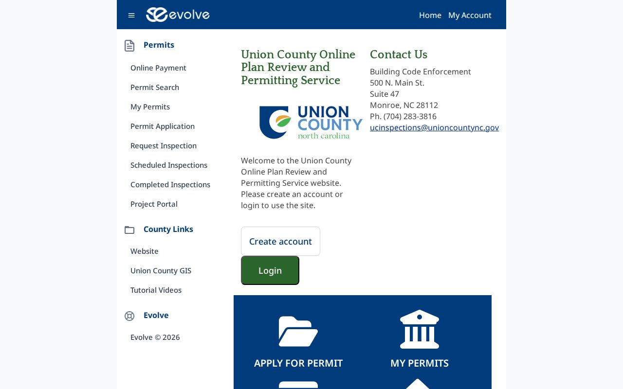 Waxhaw street directory Union County Evolve Public permit search